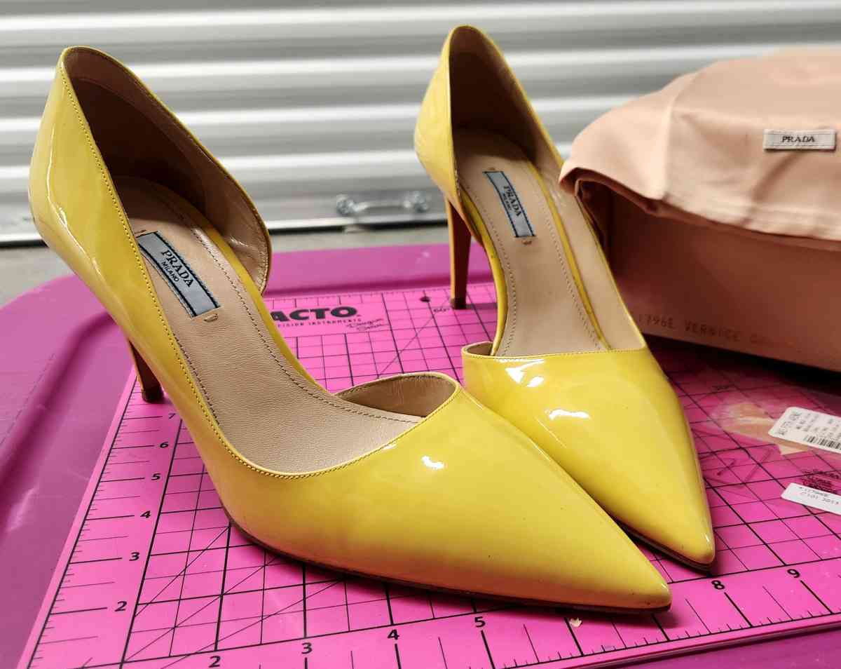 PRADA Yellow Patent Leather DOrsay Pumps - Kenner, Louisiana - FleaMarketBay