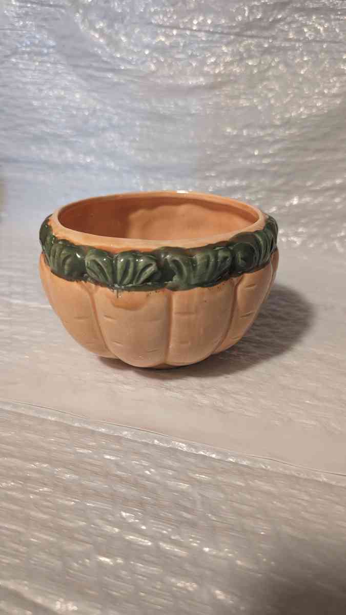 A Semi 3D Orange And Green Carrot Soup Bowl  Vegitable Bowl - Phoenix, Arizona - FleaMarketBay