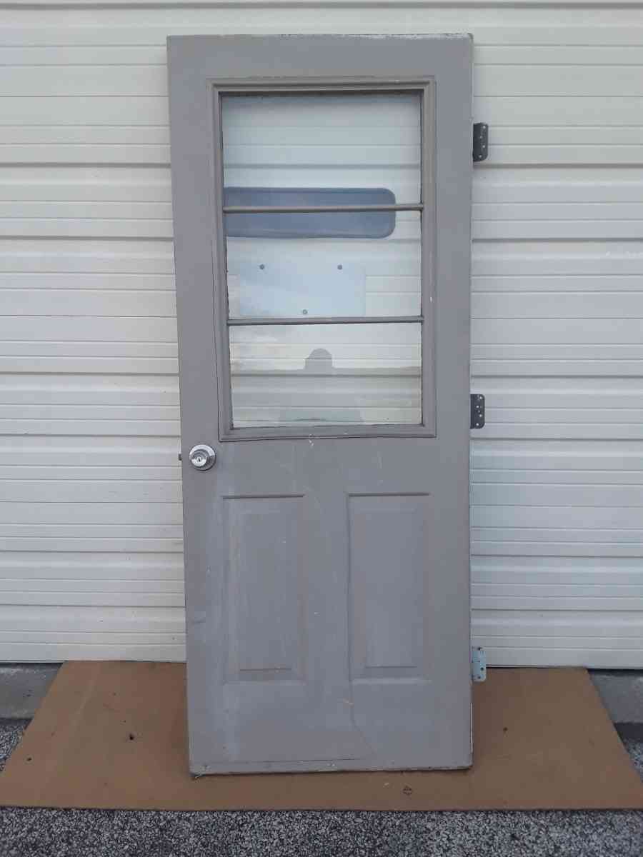 Nice Light Gray Entryway Steel Door with Glass 32 X 80 RH