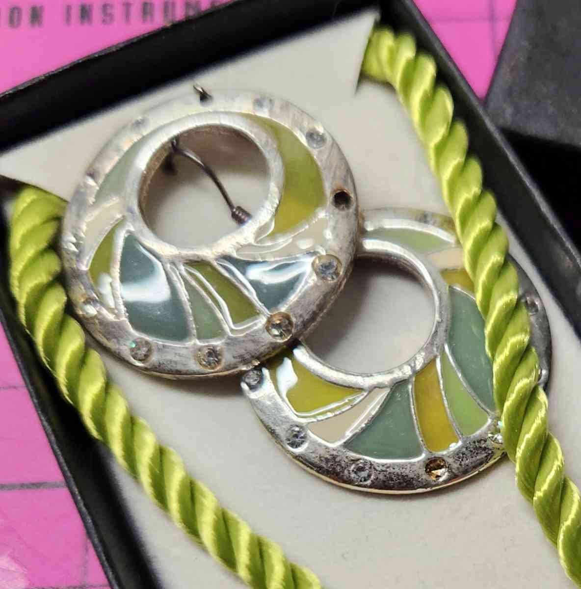 Boutique Green and Blue Enamel Pave Accented Fashion Jewlery - Kenner, Louisiana - FleaMarketBay