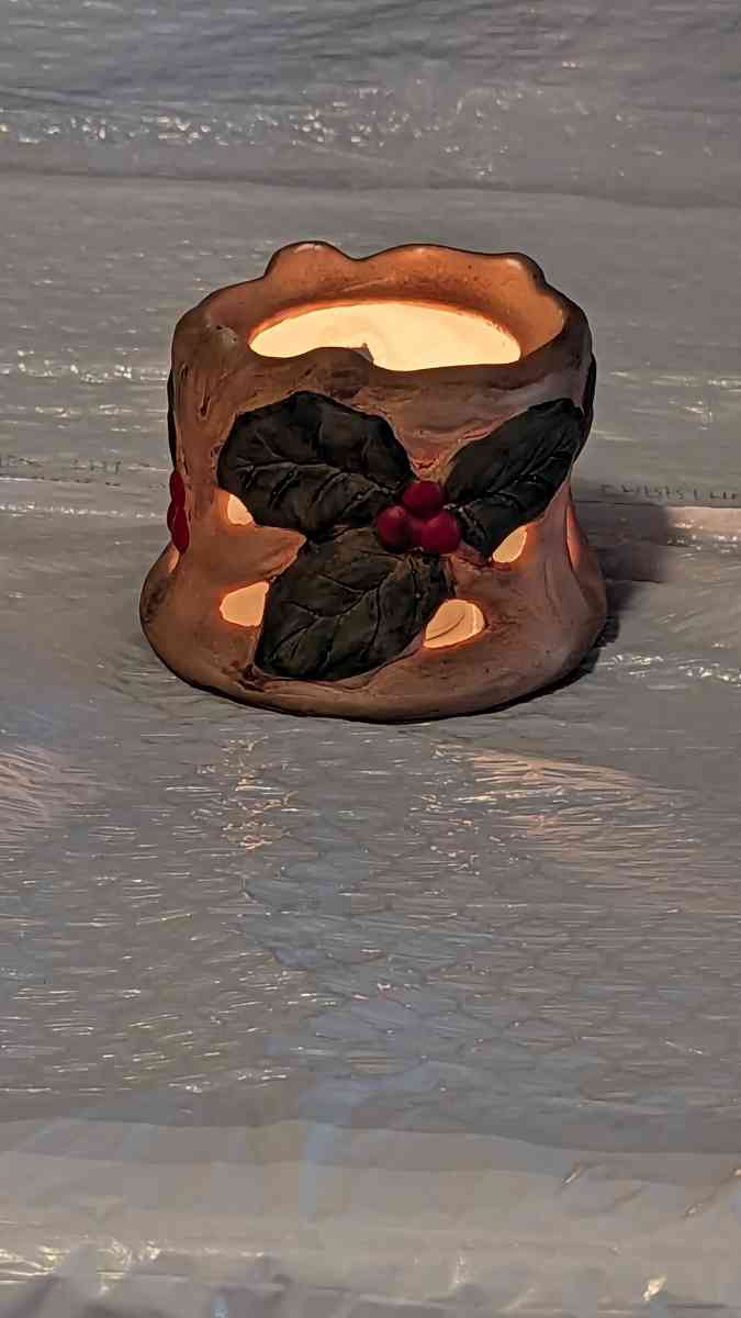 Unique Ceramic Hand Panted Wood Log Tea Light Candle Holder - Phoenix, Arizona