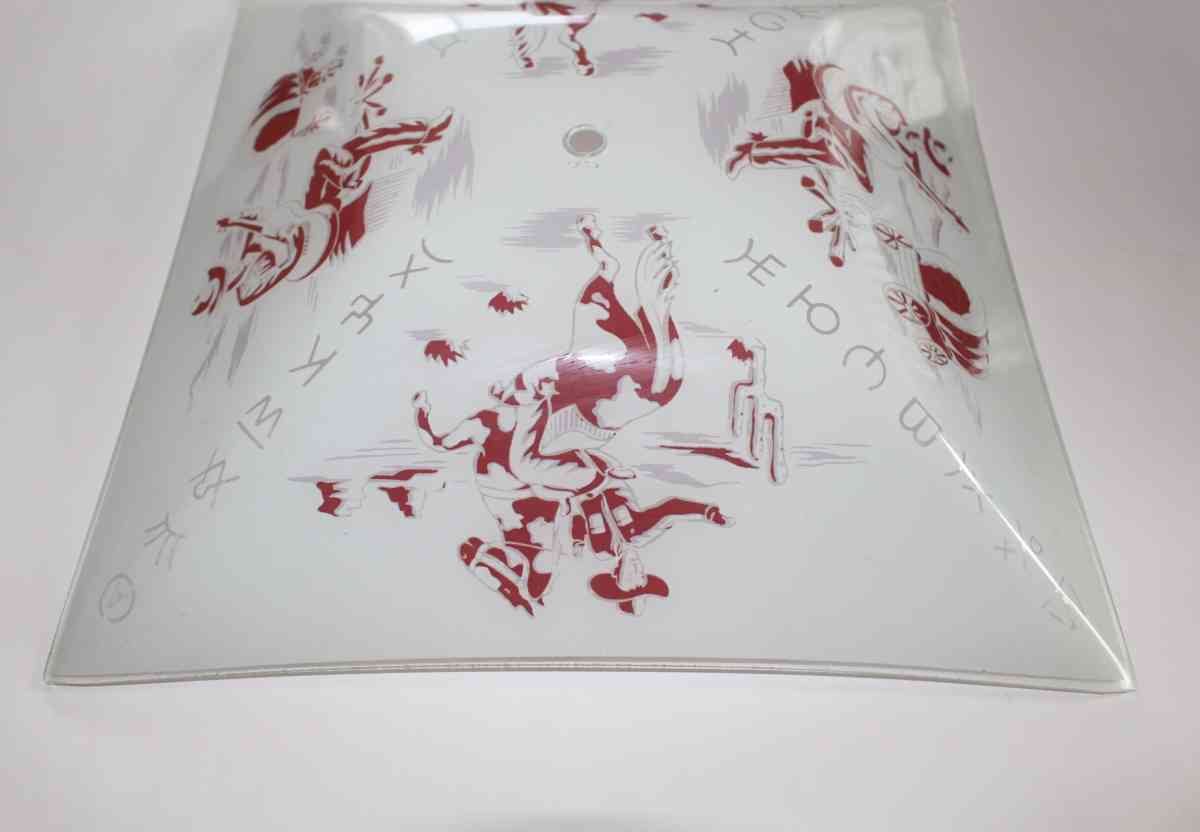 Vintage Hand Painted Glass Cowboy with covered wagon ceiling - Fort Worth, Texas - FleaMarketBay