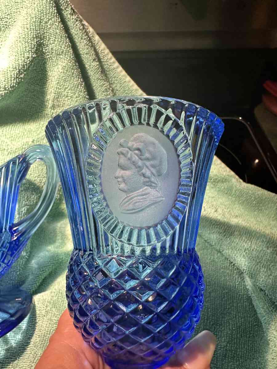 blue glass goblets and pitcher - Scott Depot, West Virginia - FleaMarketBay