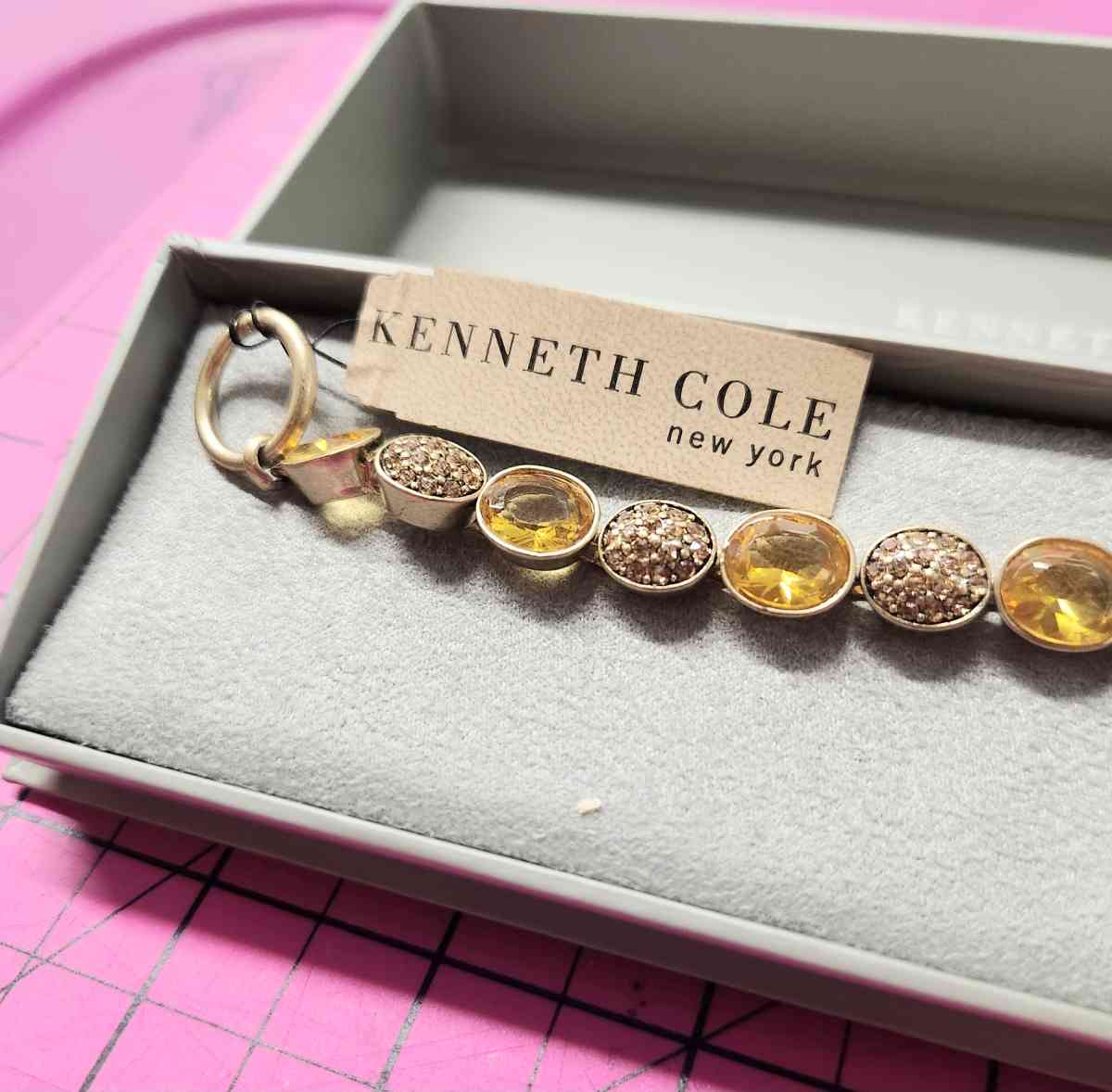 Kenneth Cole New York Gold Tone Amber Pave Stone Bracelet - Kenner, Louisiana - FleaMarketBay
