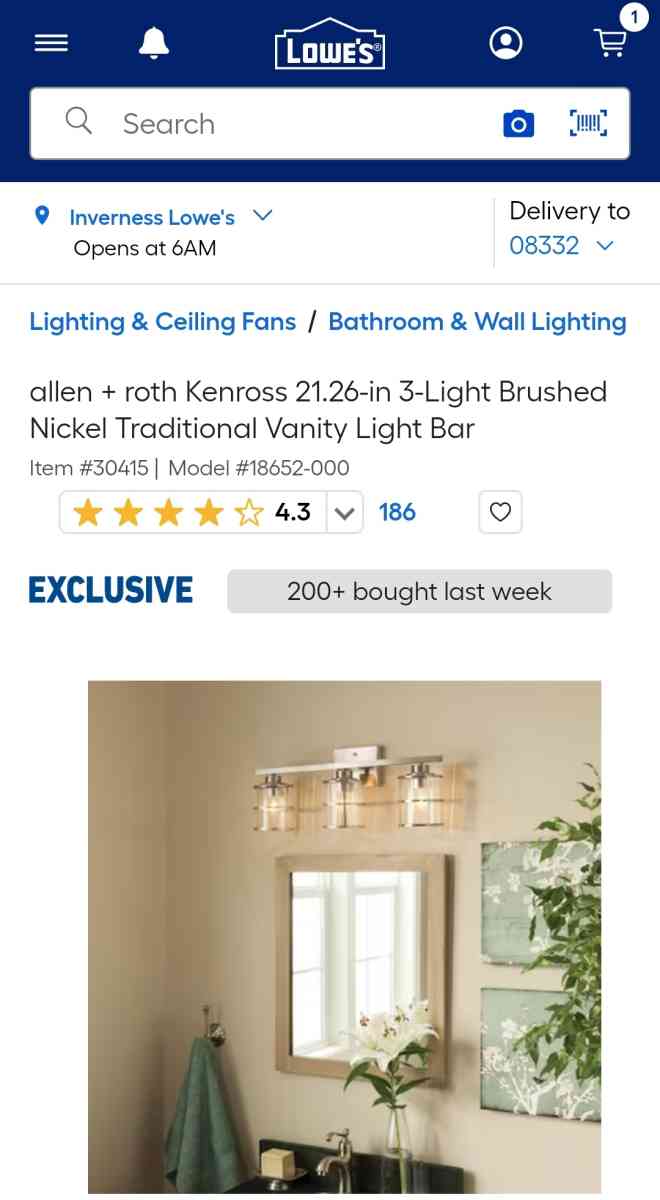 Allen Roth Kenross Vanity Bar Light - Homosassa, Florida - FleaMarketBay