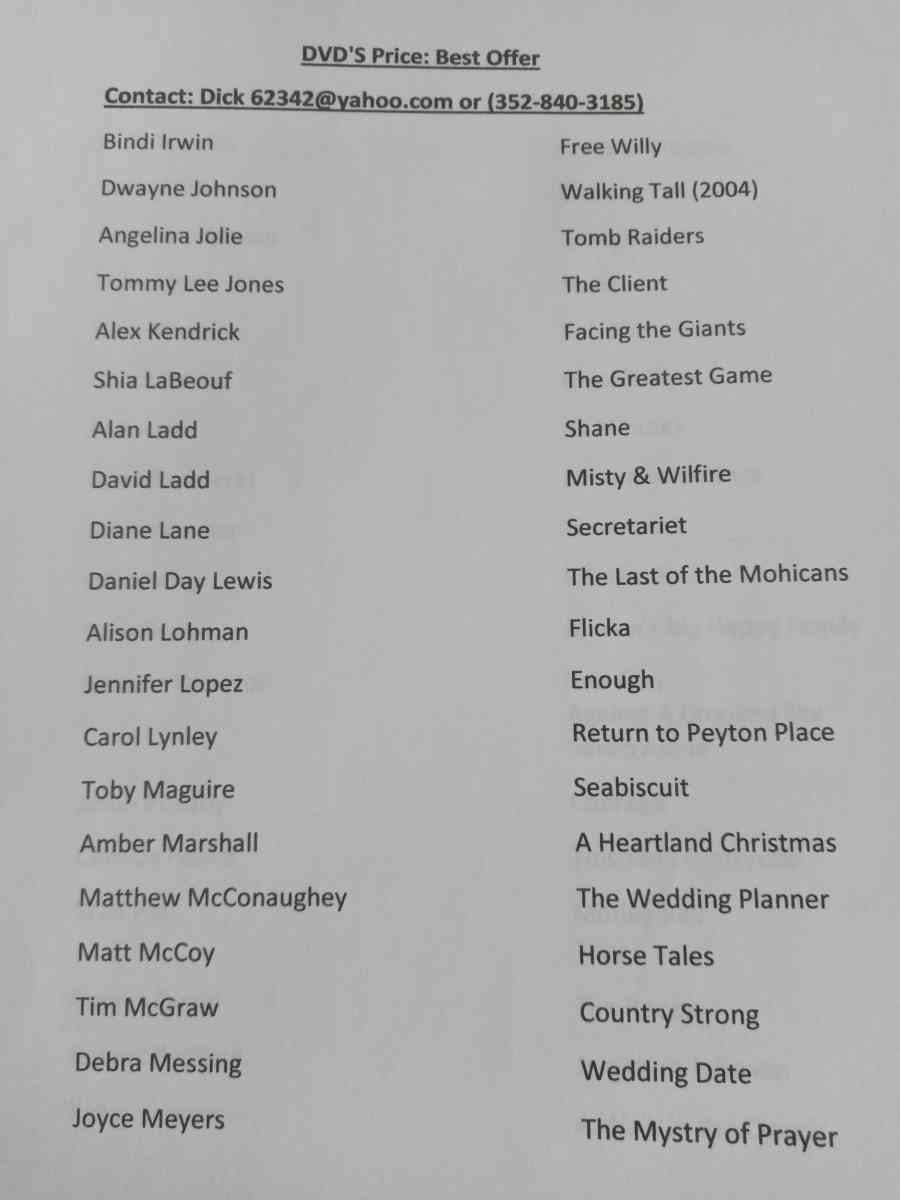 Various DVDs - Ocala, Florida - FleaMarketBay