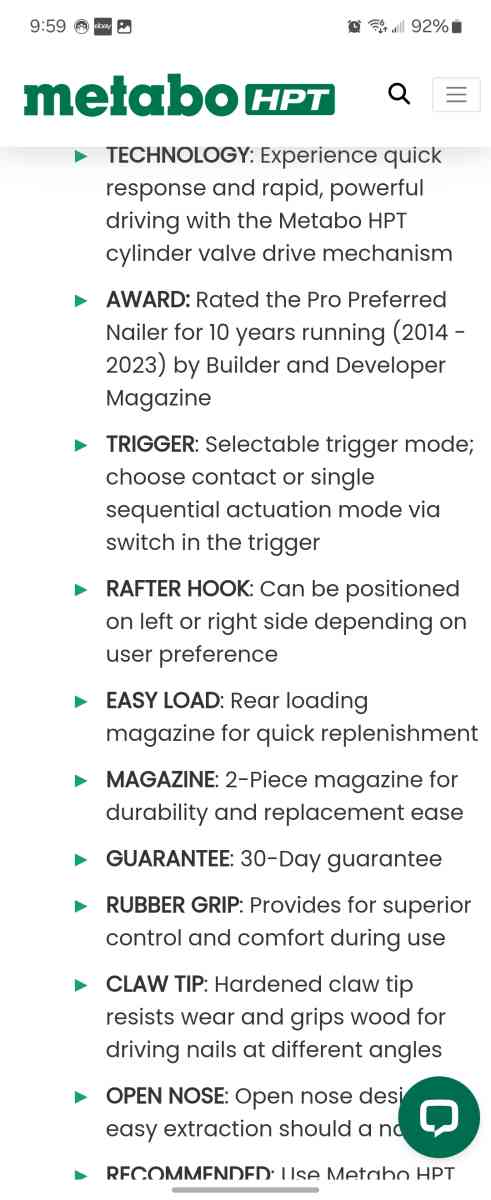 Metabo HPT NR83A5S Strip Nailer - Homosassa, Florida - FleaMarketBay