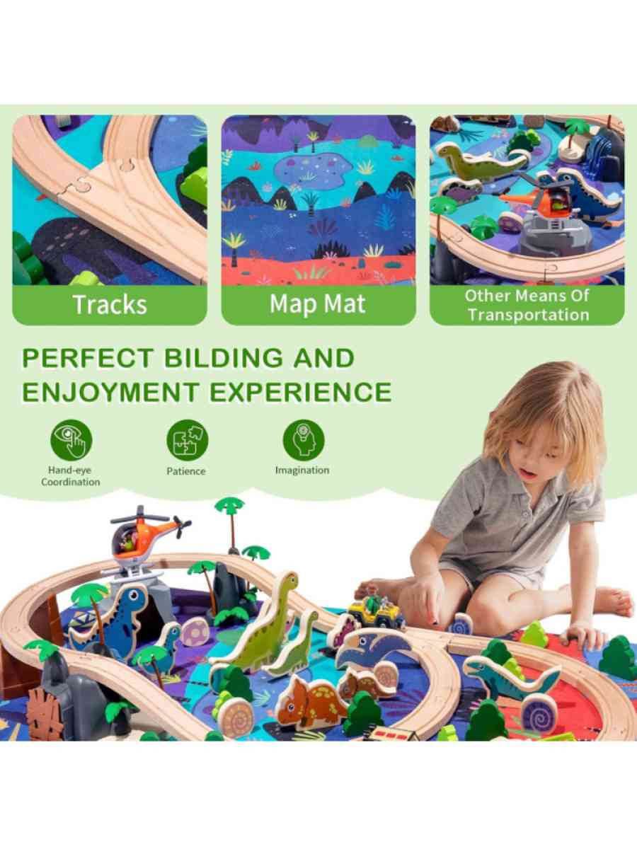 wooden train set 80pcs with map mat - Grand Terrace, California - FleaMarketBay