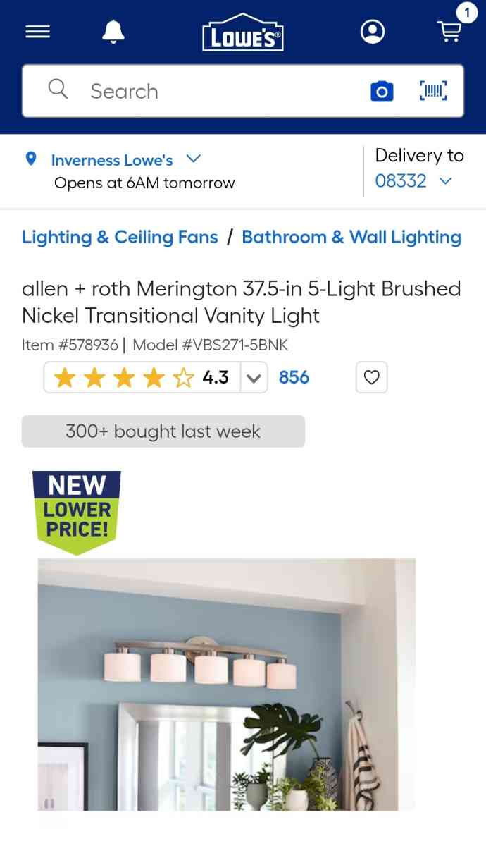 Allen Roth Merington Vanity Bar Light - Homosassa, Florida - FleaMarketBay