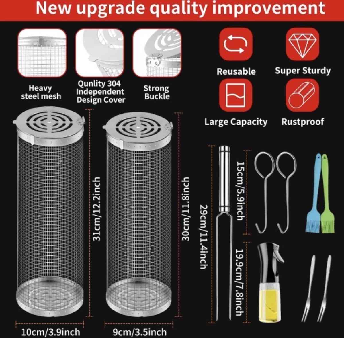 Rolling Grilling Baskets for Outdoor Grill Bbq - Adelanto, California - FleaMarketBay