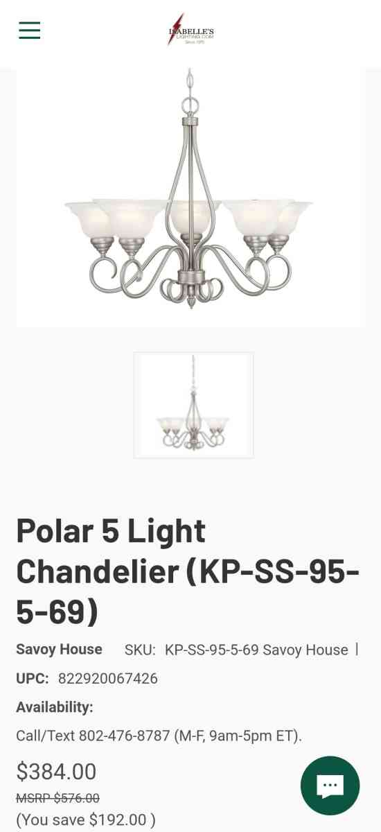 Savoy House Polar 5 Light Chandelier - Homosassa, Florida - FleaMarketBay