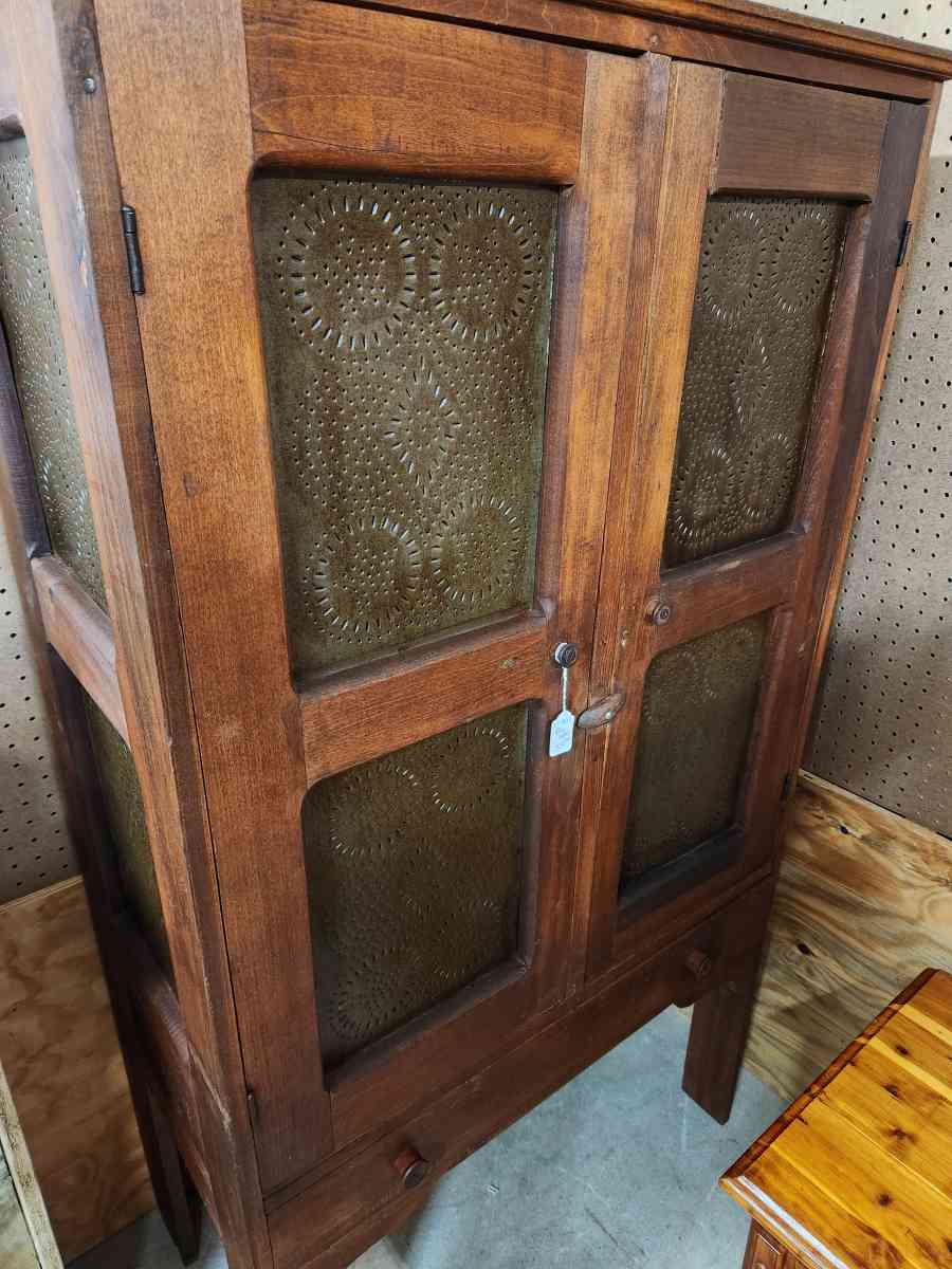 Vintage wood and punched tin pie safe - Taylorsville, North Carolina - FleaMarketBay
