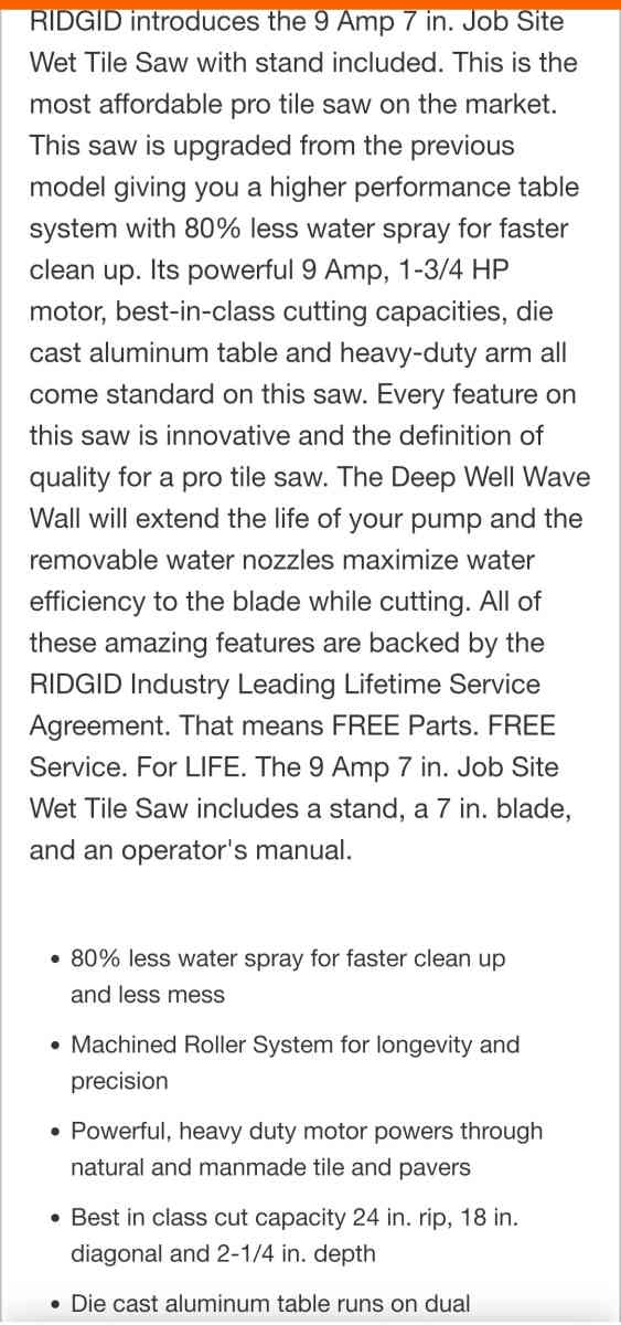 Ridgid R4031S Wet Saw with Stand - Homosassa, Florida - FleaMarketBay