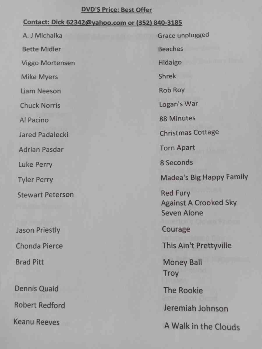 Various DVDs - Ocala, Florida - FleaMarketBay