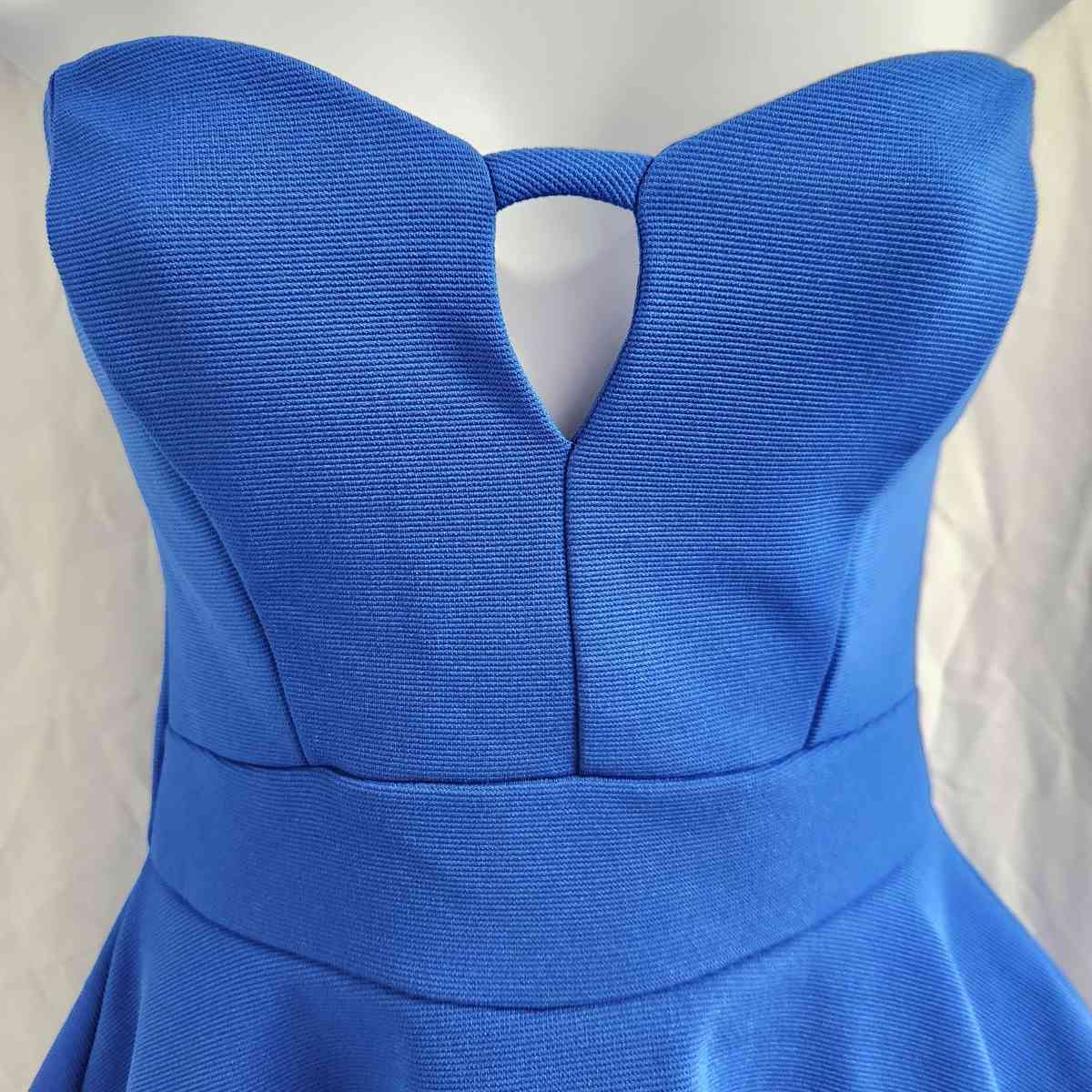 2b Bebe Electric Blue Stretch Flared Peplum Strapless Top - Kenner, Louisiana - FleaMarketBay