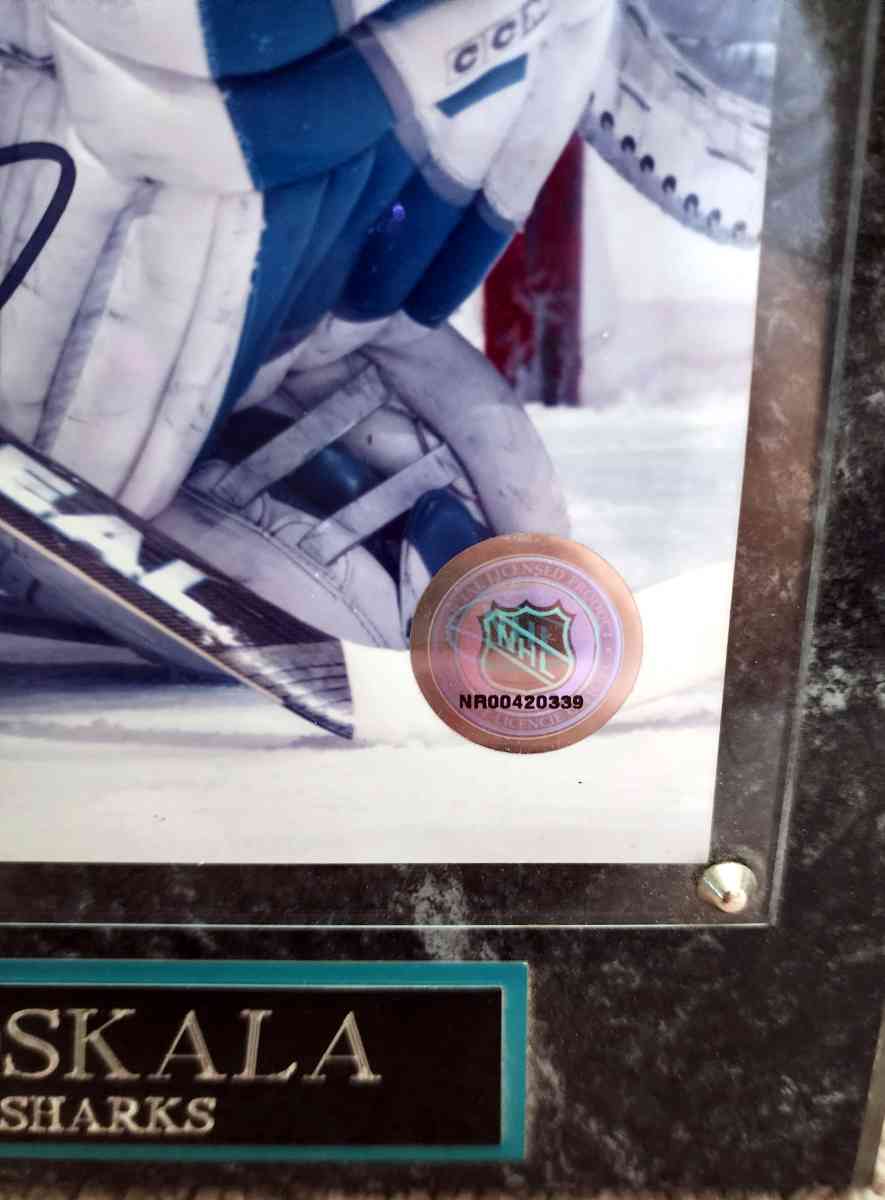 Vesa Toskala Signed Sharks 8x10 Gloss Finish Photo in Heavy - Manteca, California - FleaMarketBay