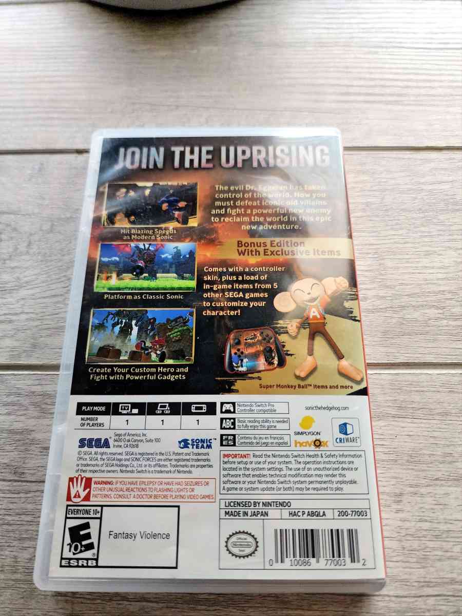 Sonic Forces Switch Game 20 - Manteca, California - FleaMarketBay