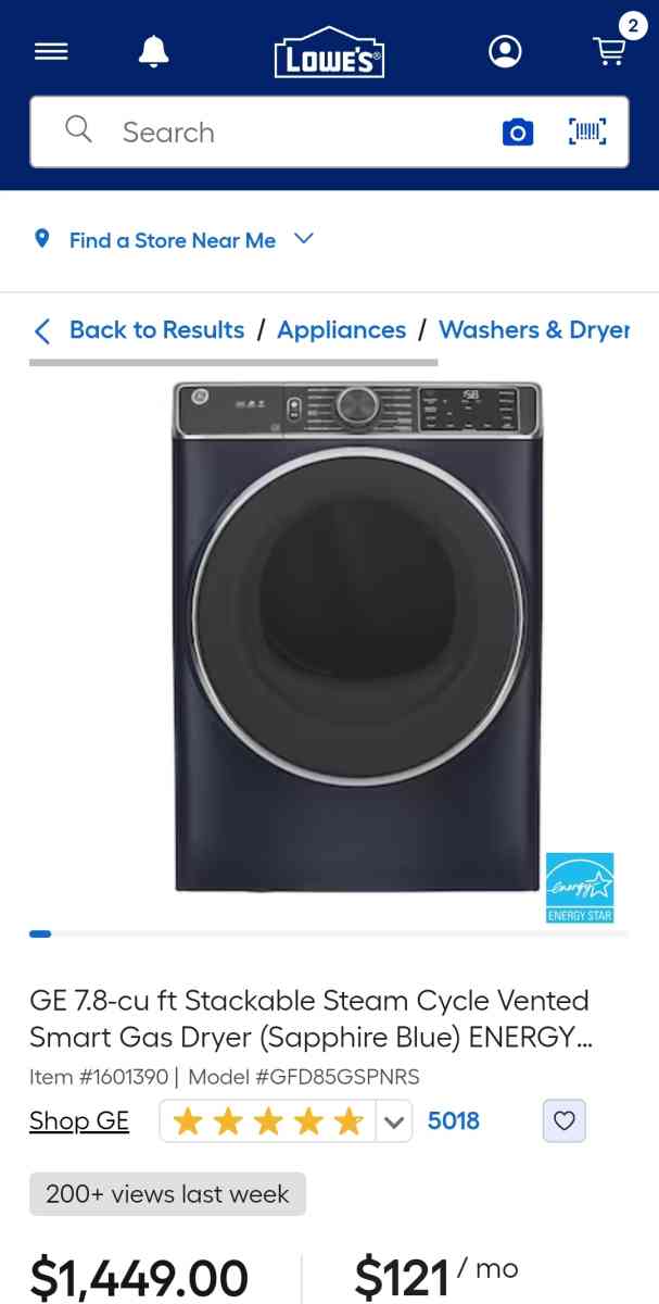 GE Smart WiFi Front Load Steam Dryer - Malaga, New Jersey - FleaMarketBay