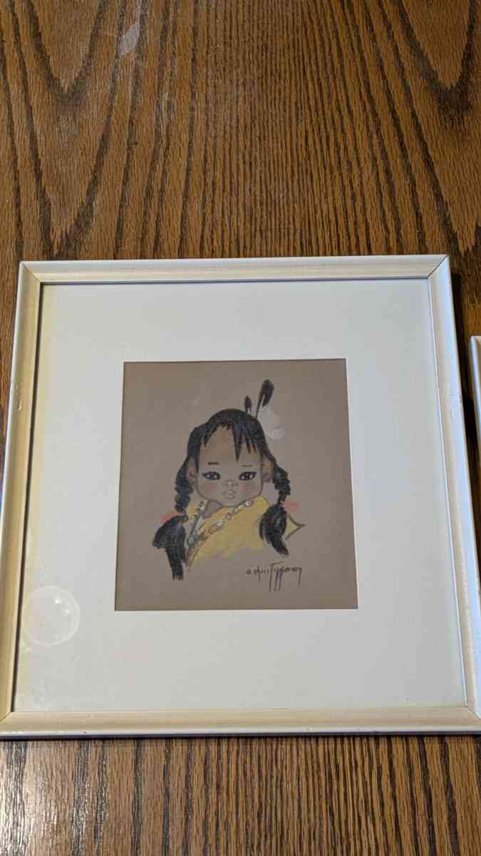 Vintage Chalk Paintings by Gerta Christoffersen The Little P - Phoenix, Arizona - FleaMarketBay