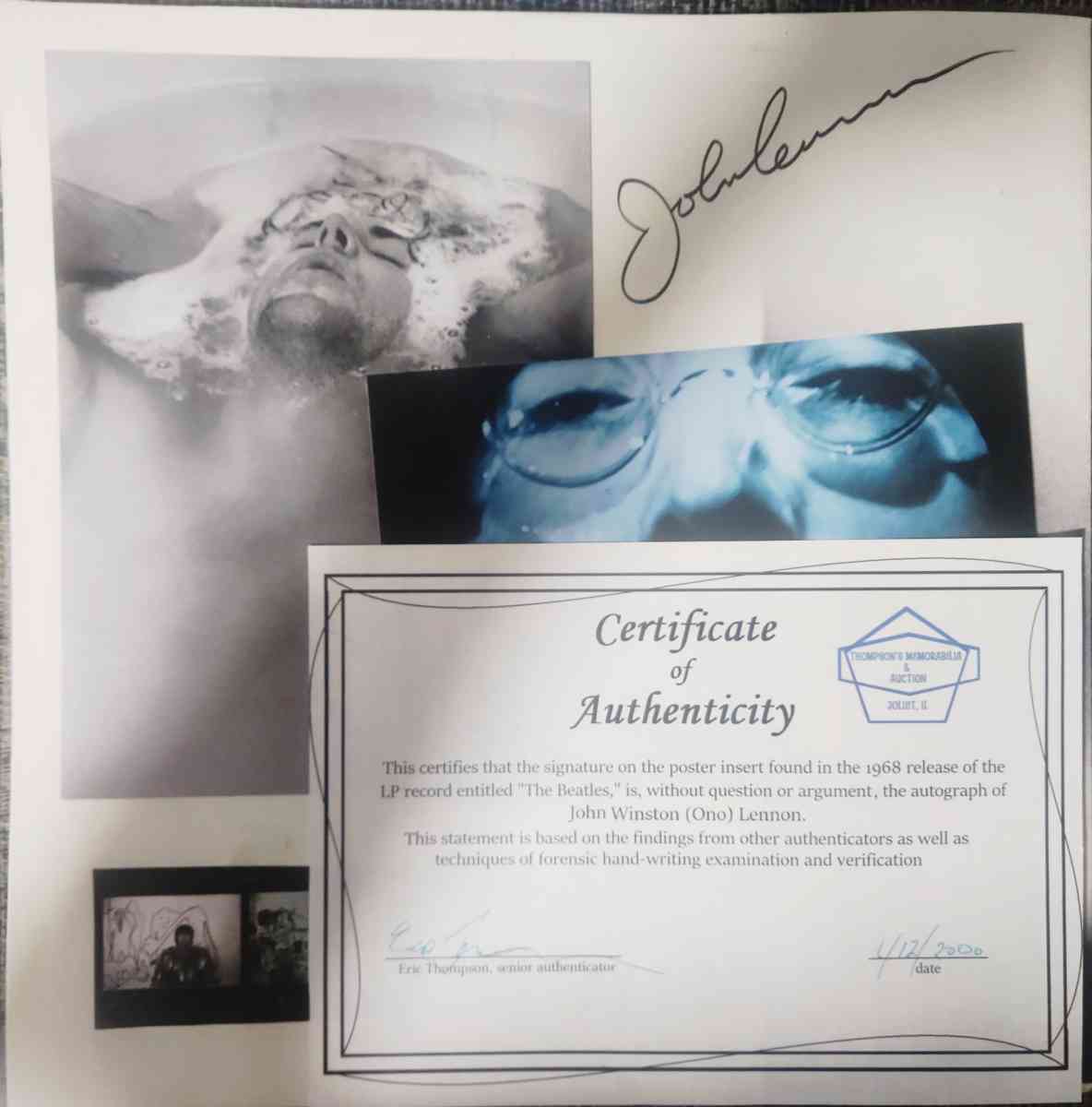John Lennon Autograph on White album insert poster - Englewood, Colorado - FleaMarketBay