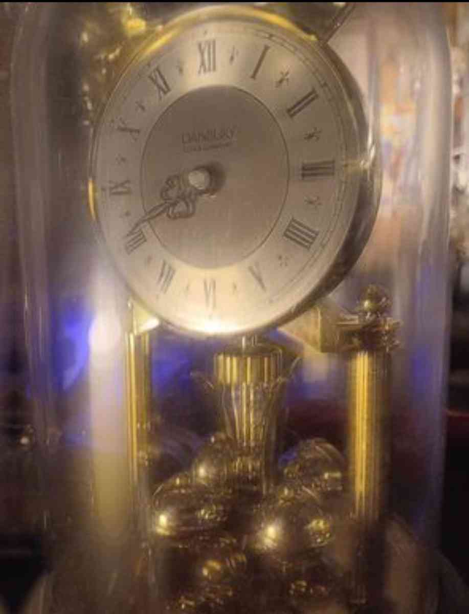 Danbury Clock Co Germany Anniversary Clock Glass Dome Brass - Dayton, Ohio - FleaMarketBay