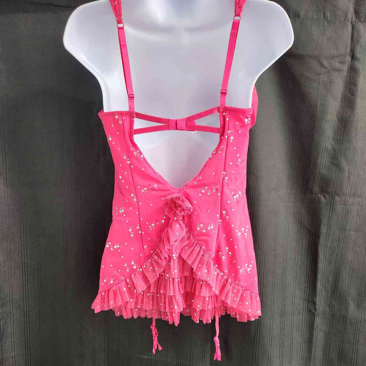 Victorias Secret Hot Pink Sparkle Gartered Babydoll Corset - Kenner, Louisiana - FleaMarketBay