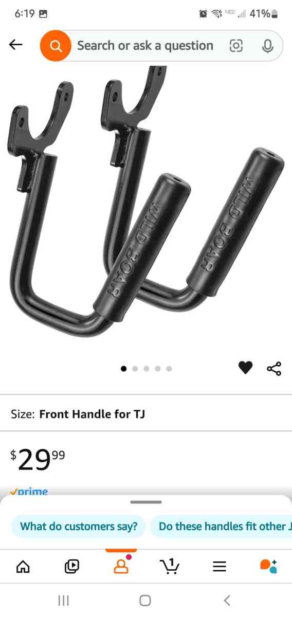 Jeep Front Grab Handles  Black Solid Steel Compatible for 1 - Rock Island, Tennessee - FleaMarketBay