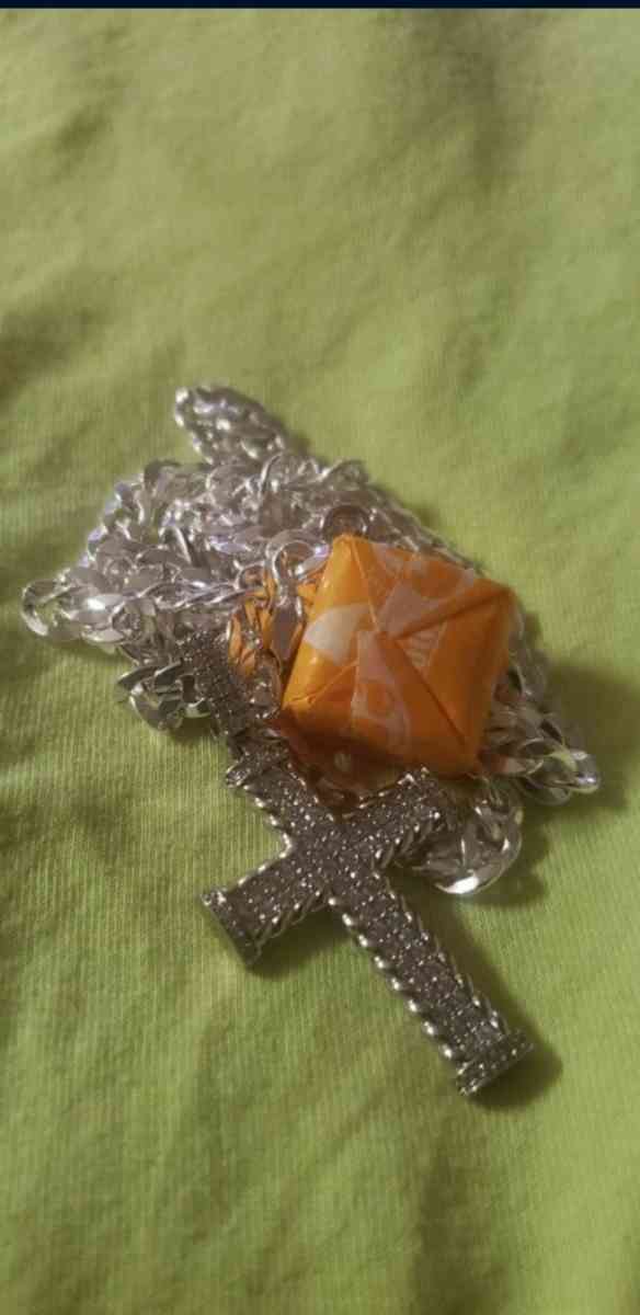 new 5mm stamped 925 Cuban link with cross pendant - Fresno, California - FleaMarketBay