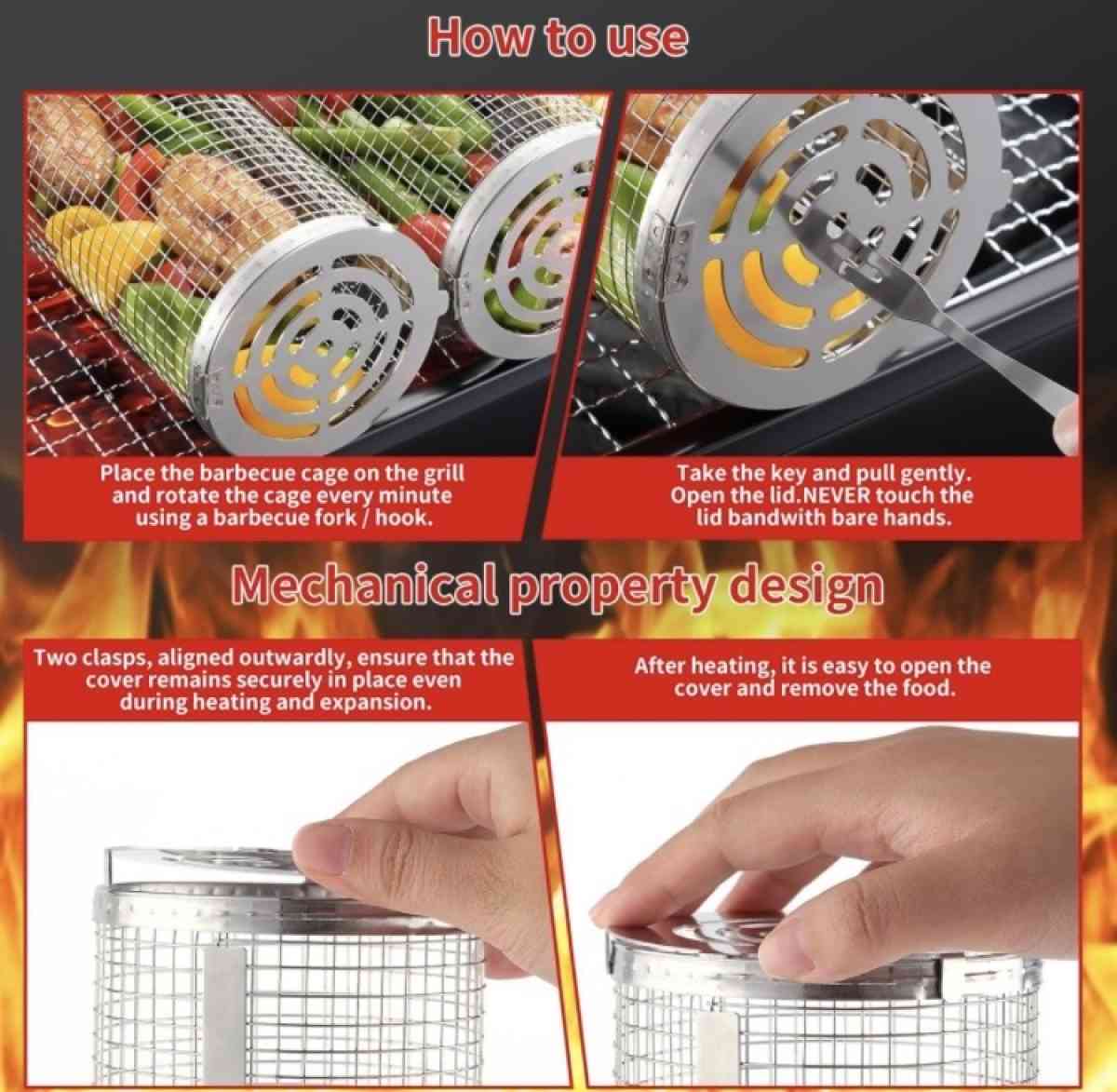 Rolling Grilling Baskets for Outdoor Grill Bbq - Adelanto, California - FleaMarketBay