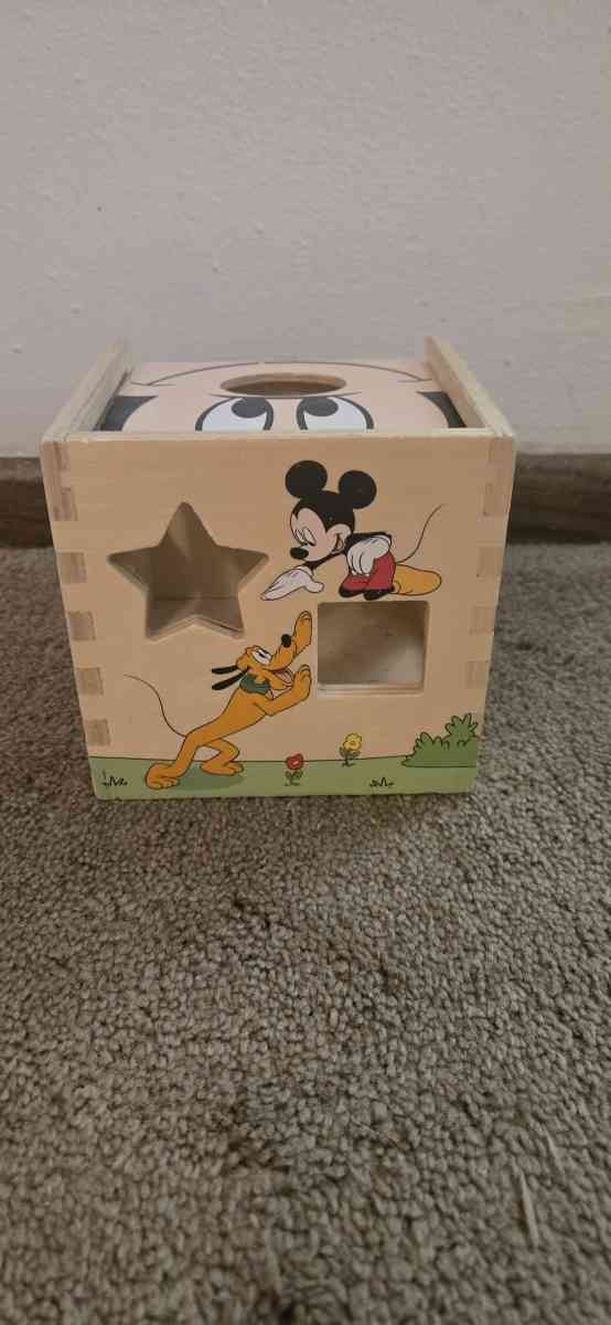 Disney Baby Mickey Mouse Wooden Shape Sorting Cube - Ripon, Wisconsin - FleaMarketBay