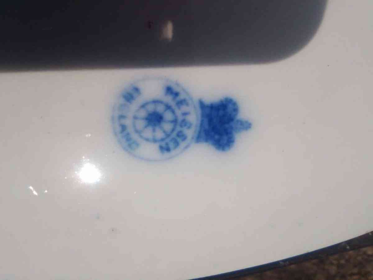Large Meissen England Flow Blue Deep Serving Platter 1825 - Dayton, Ohio - FleaMarketBay