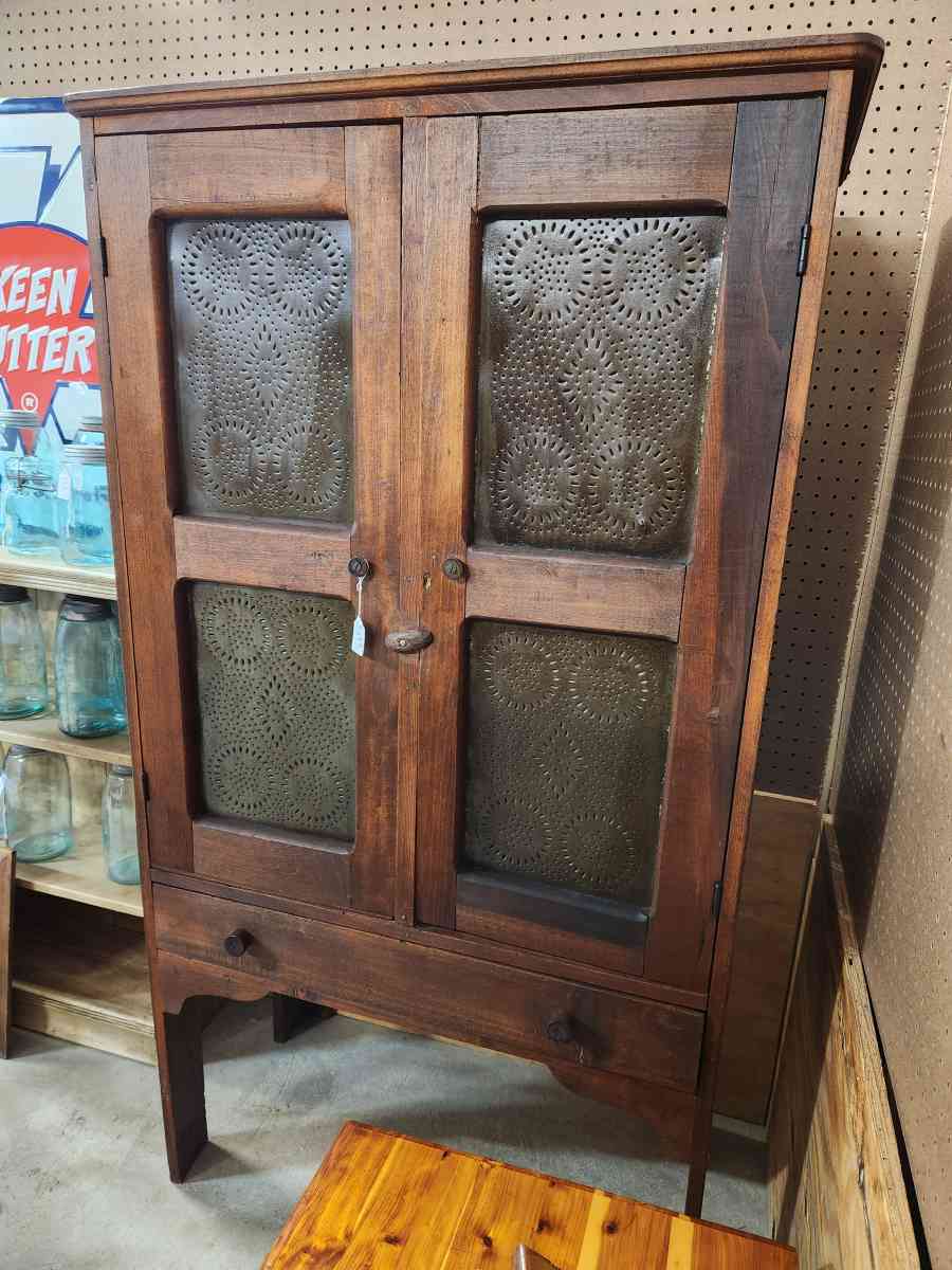 Vintage wood and punched tin pie safe - Taylorsville, North Carolina - FleaMarketBay