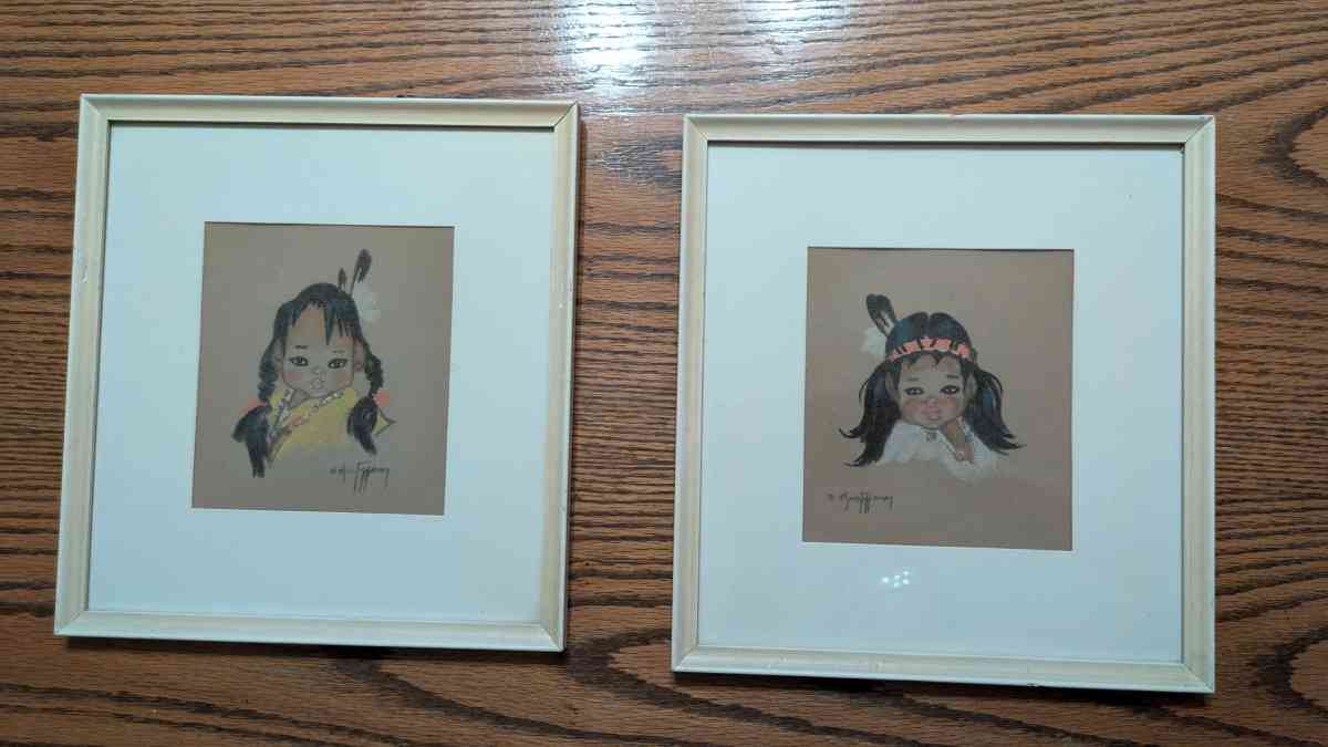 Vintage Chalk Paintings by Gerta Christoffersen The Little P - Phoenix, Arizona - FleaMarketBay
