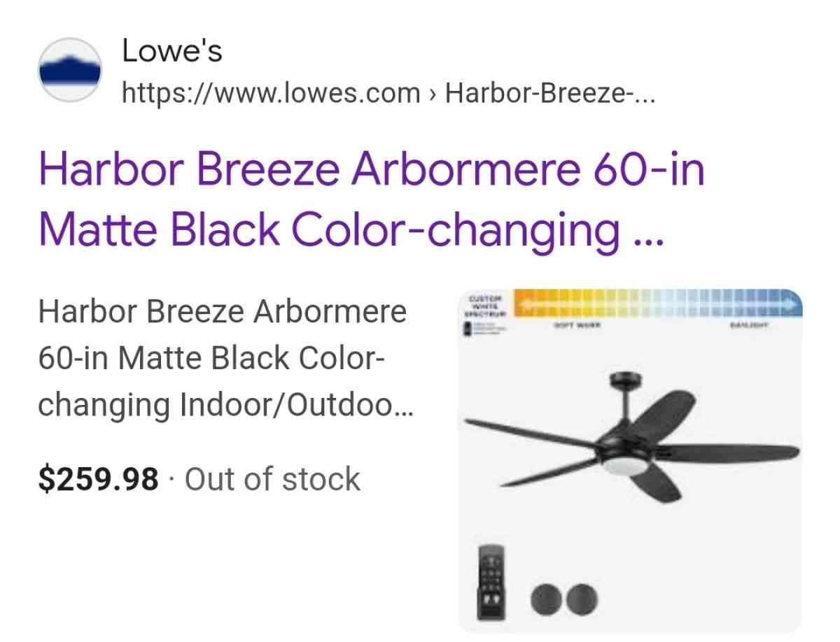Harbor Breeze Showroom Series Arbormere Ceiling Fan - Homosassa, Florida - FleaMarketBay