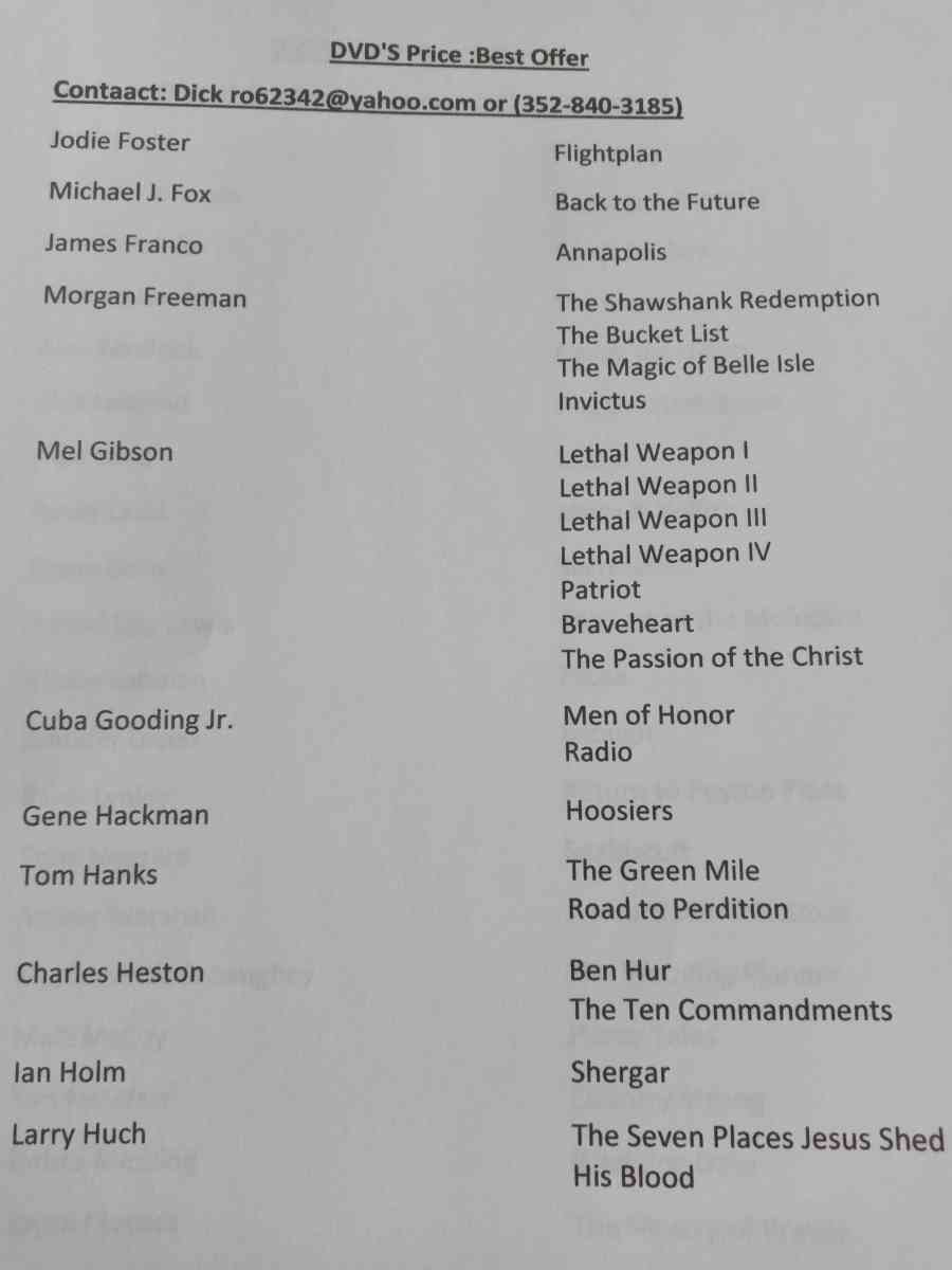 Various DVDs - Ocala, Florida - FleaMarketBay