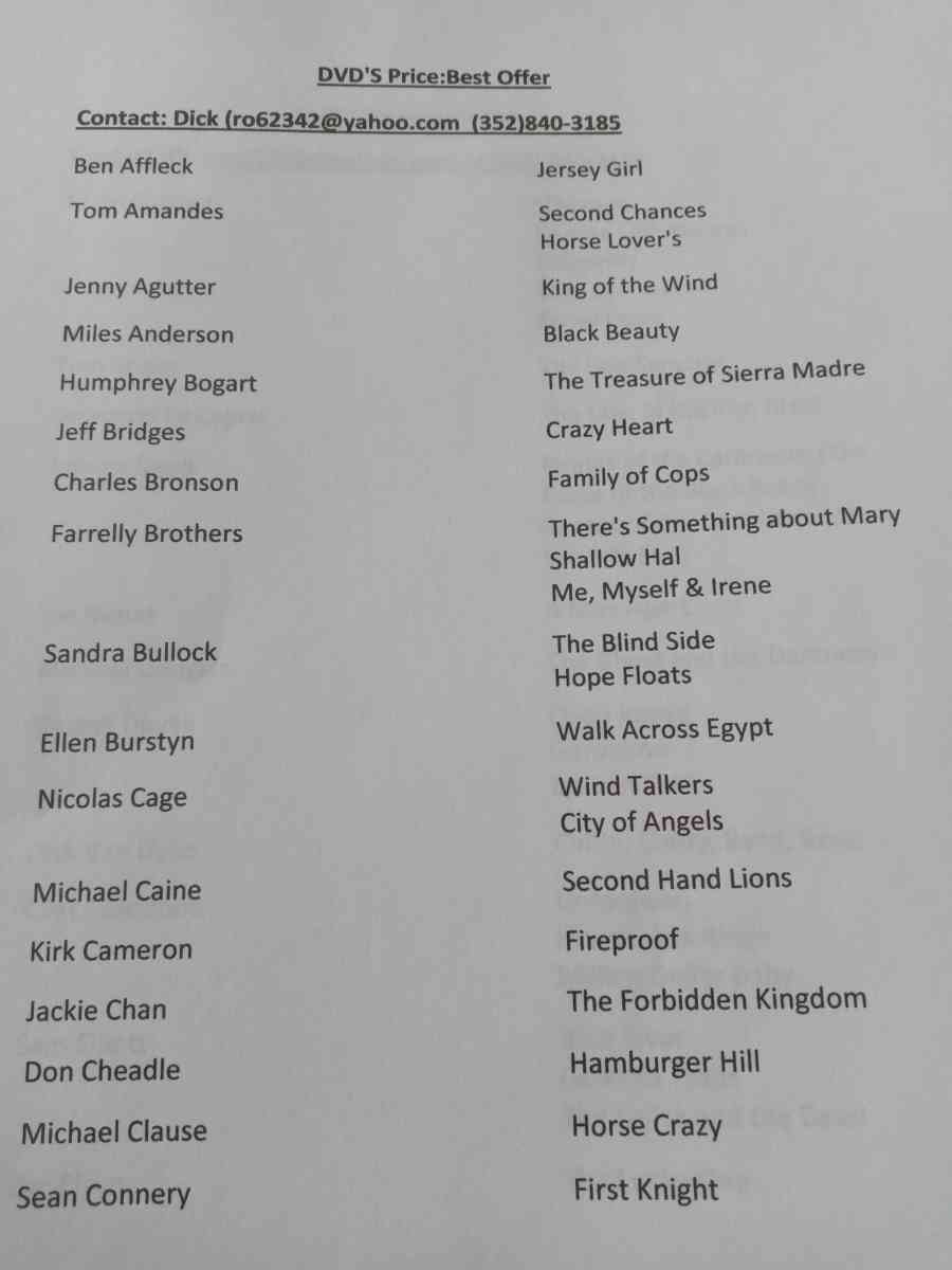 AdditionalVarious DVDs - Ocala, Florida - FleaMarketBay