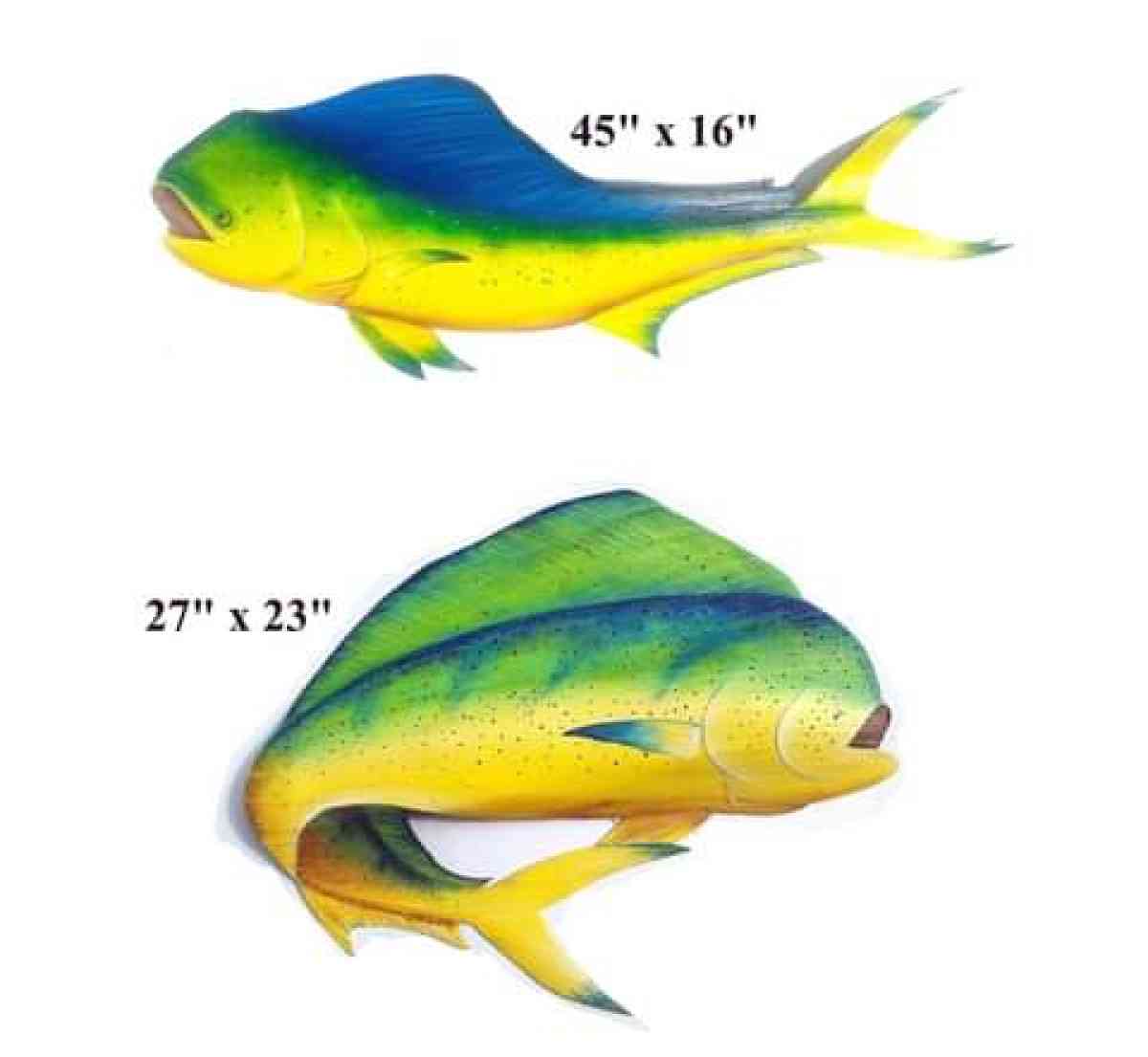 Mahi dolphin fish hand painted carved palm fronds - Fort Pierce, Florida - FleaMarketBay