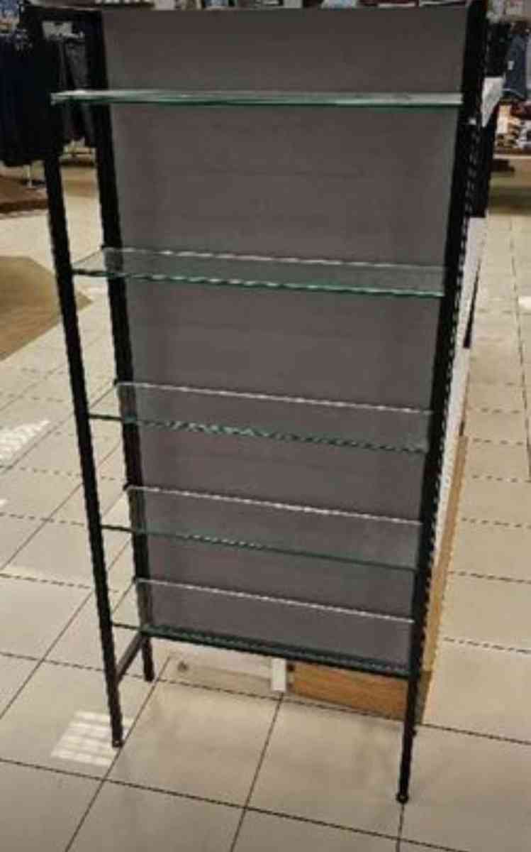 2 Sided Rack W12 Shelves  W5 Glass Shelf End Cap   App 48 x - Rock Island, Tennessee - FleaMarketBay