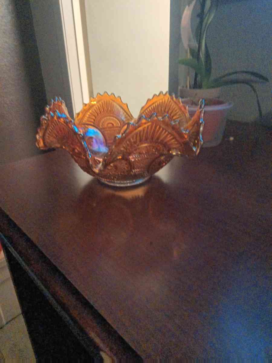 Vintage Marigold Orange Carnival Bowl - Bacliff, Texas - FleaMarketBay