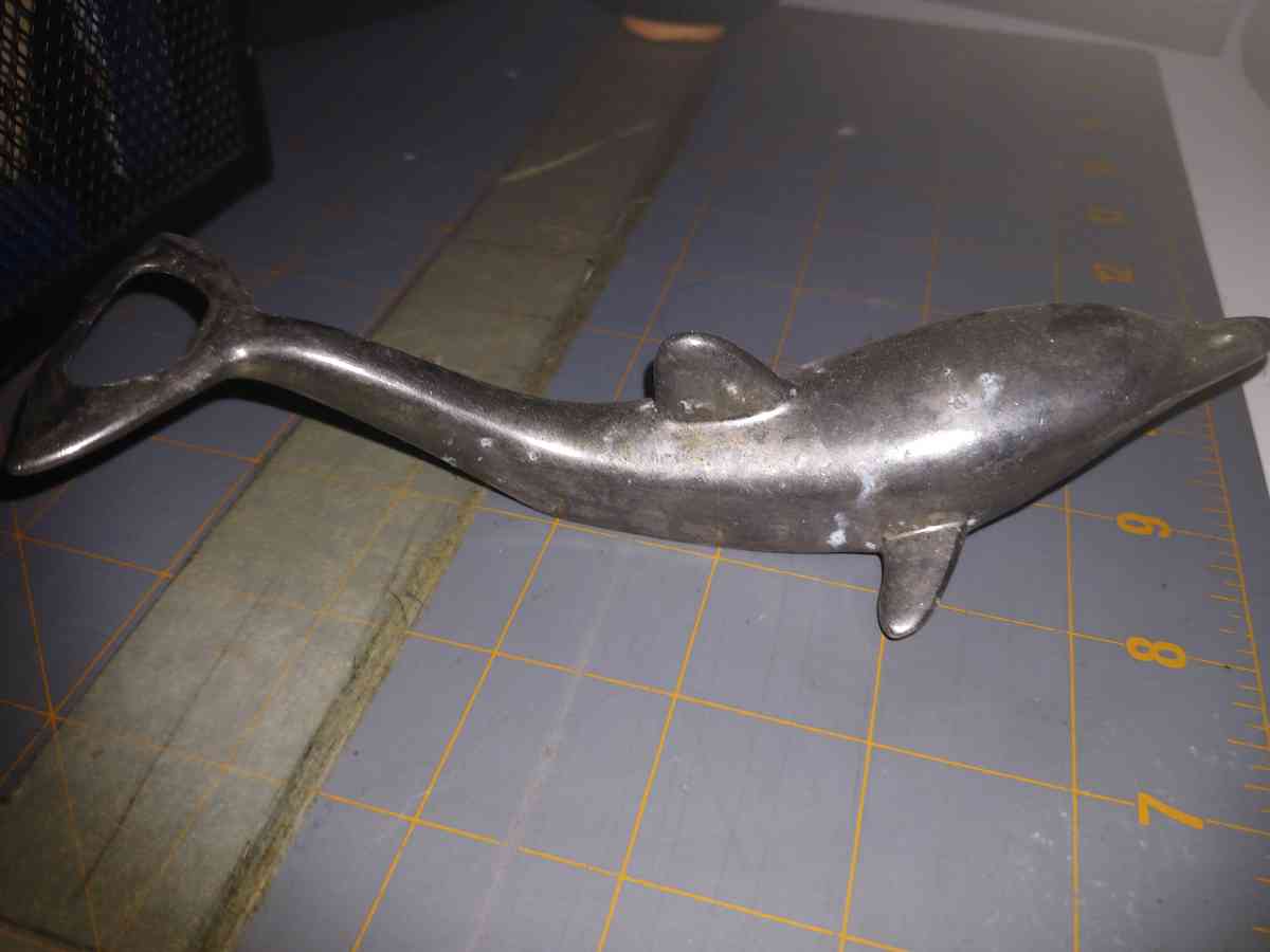 Vintage Metal Dolphin Tail Bottle OpenerTwist And Pop Top Ba
