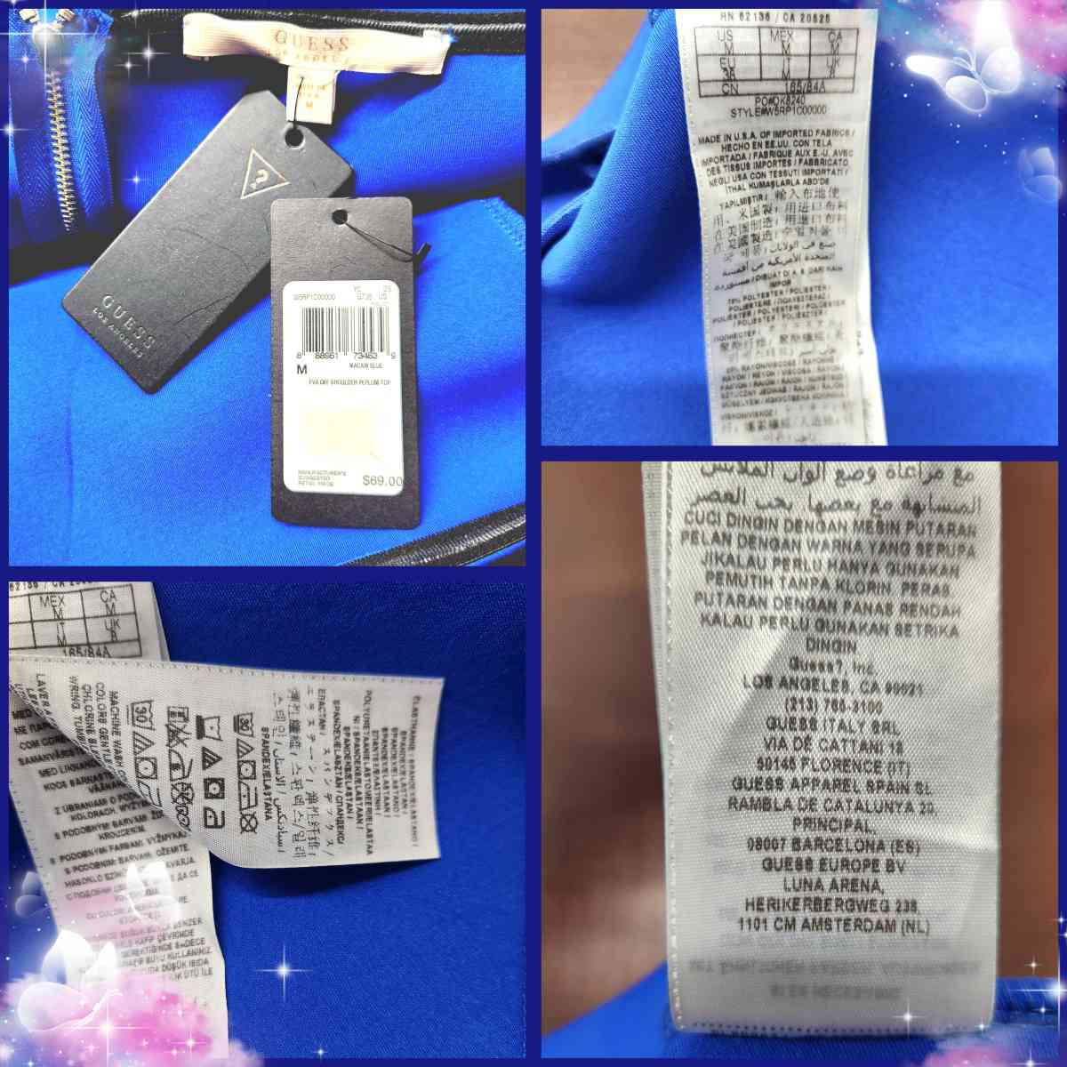 Guess Peplum Strapless Off Sholder Electric Blue Peplum Top - Kenner, Louisiana - FleaMarketBay