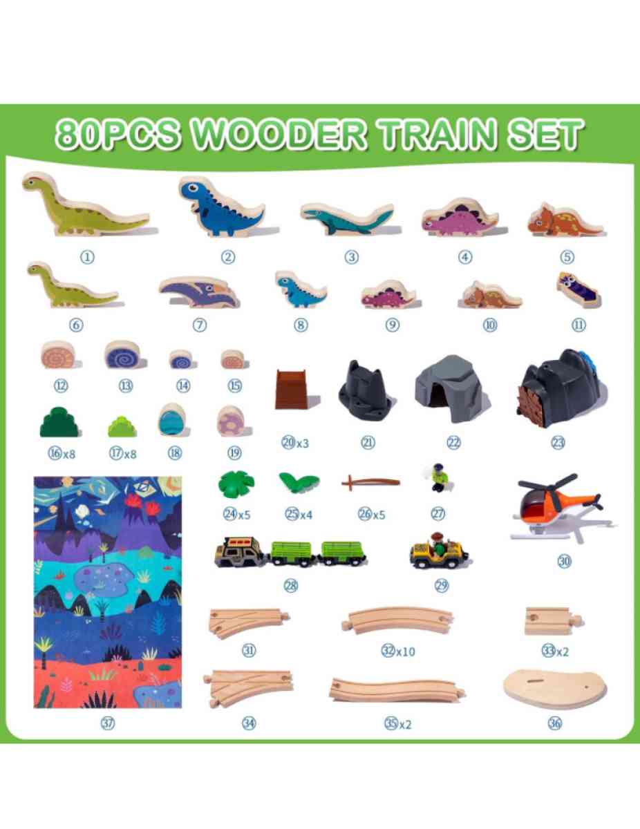 wooden train set 80pcs with map mat - Grand Terrace, California - FleaMarketBay