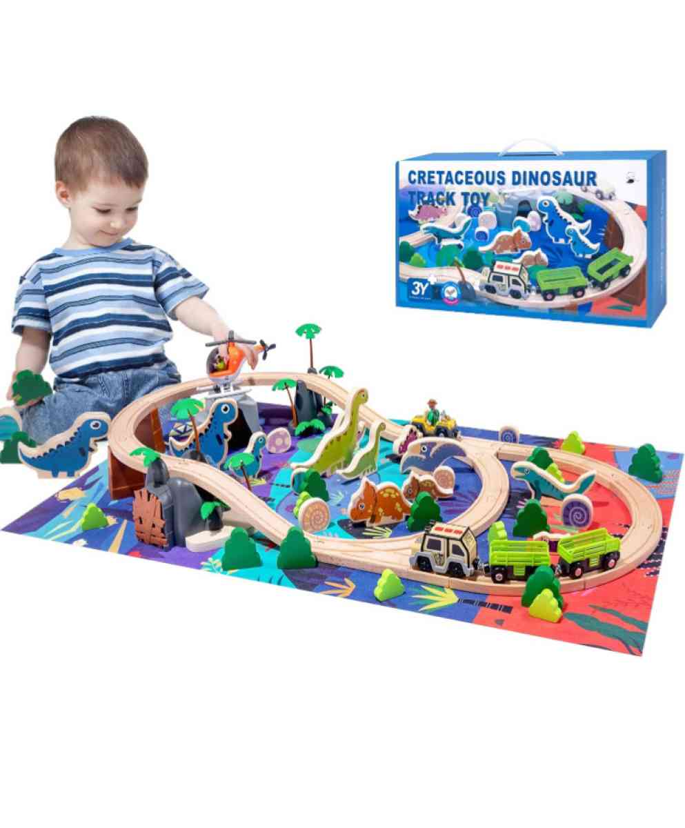 wooden train set 80pcs with map mat - Grand Terrace, California
