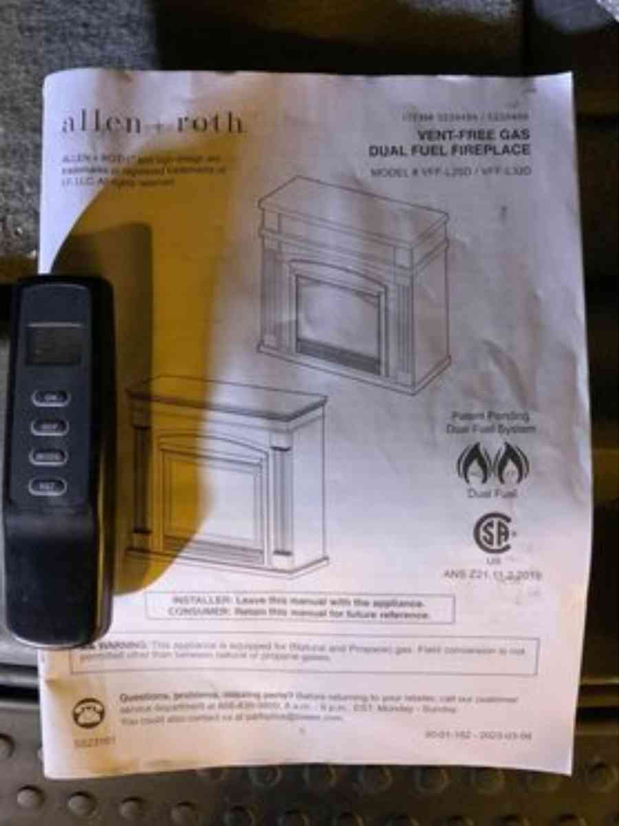 Allen Roth Vent Free Dual Fuel Fireplace - Malaga, New Jersey - FleaMarketBay