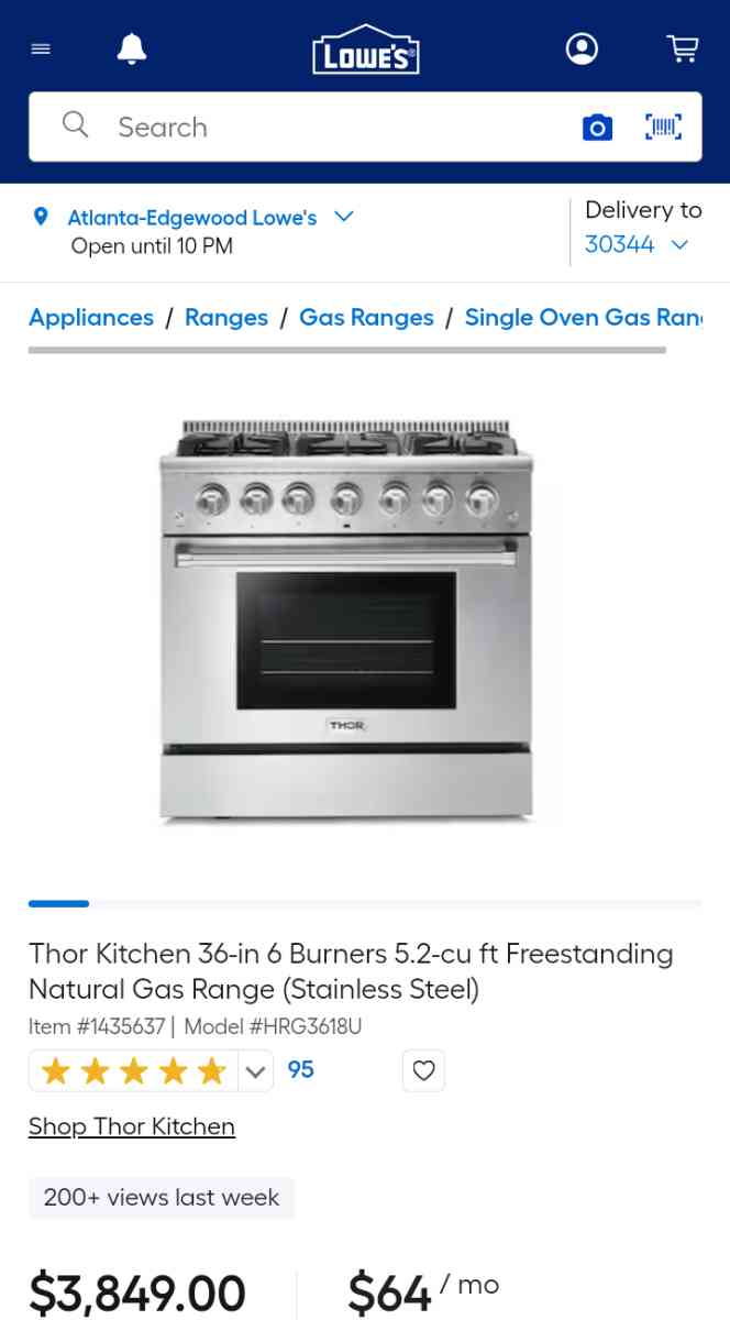 ESTUFA THOR 36 DUAL FUEL RANGE - Forest Park, Georgia - FleaMarketBay