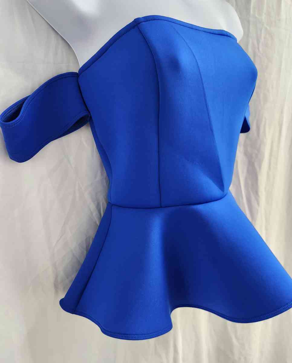 Guess Peplum Strapless Off Sholder Electric Blue Peplum Top - Kenner, Louisiana - FleaMarketBay