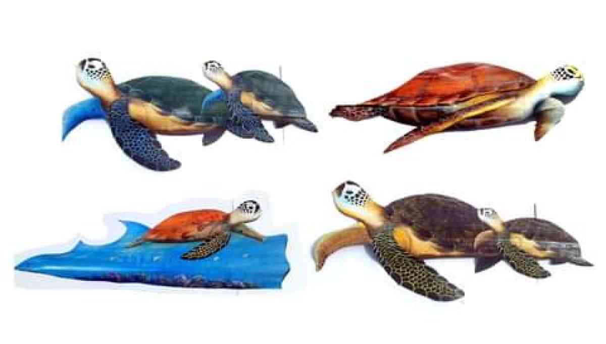 Sea Turtles hand painted palm tree frond art - Fort Pierce, Florida - FleaMarketBay