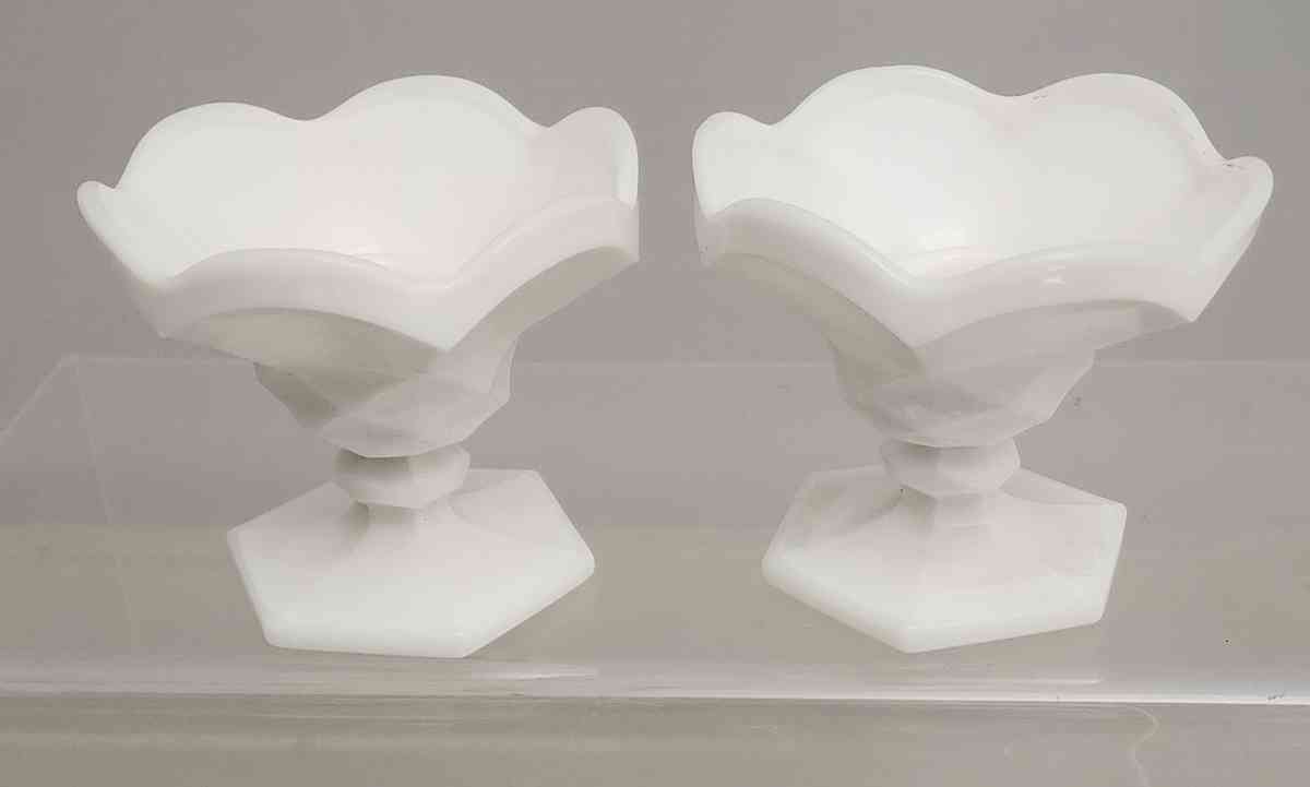 LE SMITH old dominion milk Glass candle holder pair - Mount Pleasant, Pennsylvania - FleaMarketBay