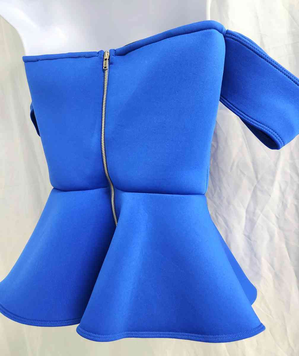 Guess Peplum Strapless Off Sholder Electric Blue Peplum Top - Kenner, Louisiana - FleaMarketBay