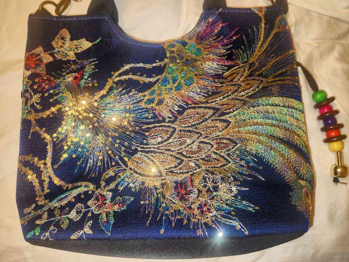 Ella and Elly Peacock Embroidery Tassel Bag - Buford, Georgia